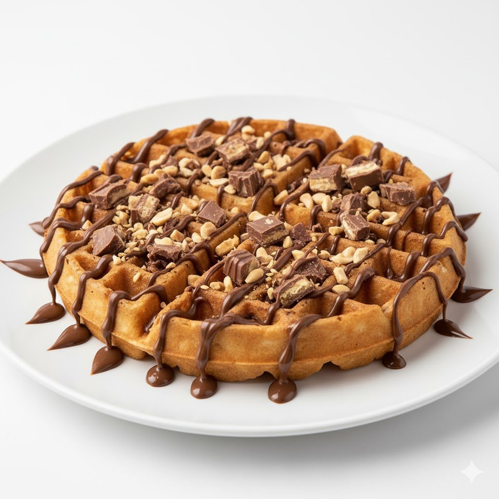 صورة وافل نوتيلا و سنيكرز